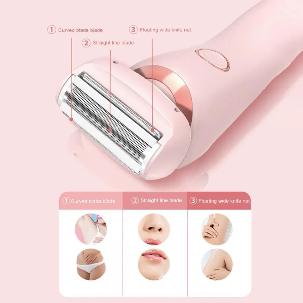 Portable Electric Shaver Dual Head Electric Epilator for Women Usb Rechargeable Hair Removal Tool for Face Body Bikini Area