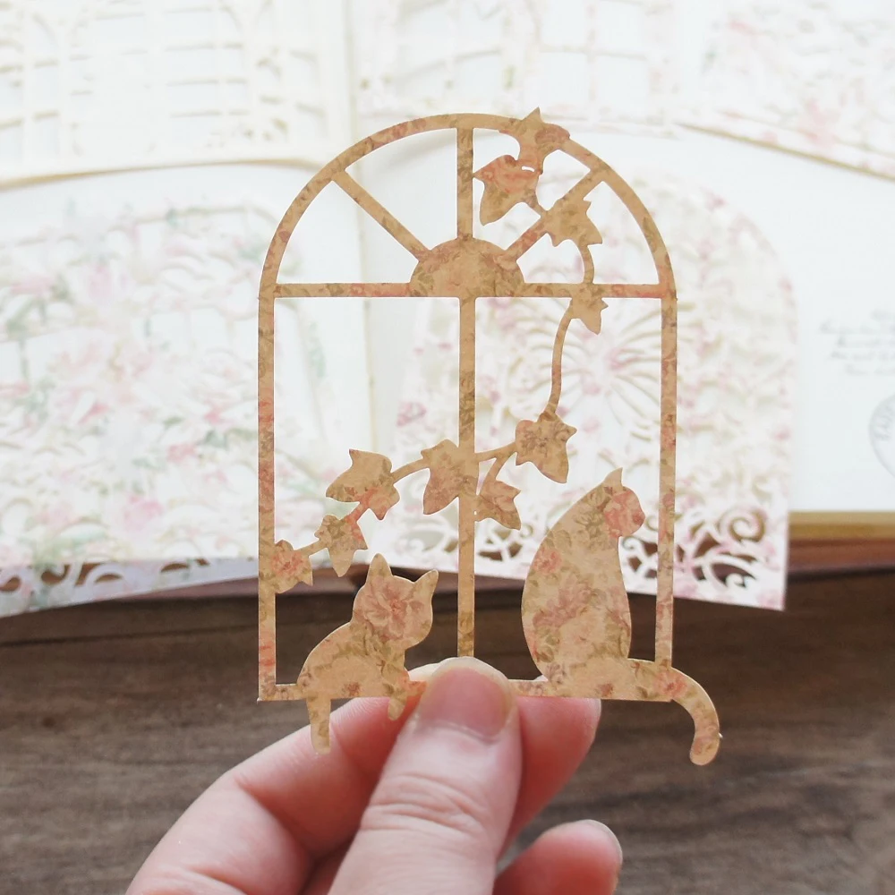 

10 Sheets DIY Hollow Out Scenery Outside The Window Design Craft Paper Scrapbooking Background Creative Paper Gift Use