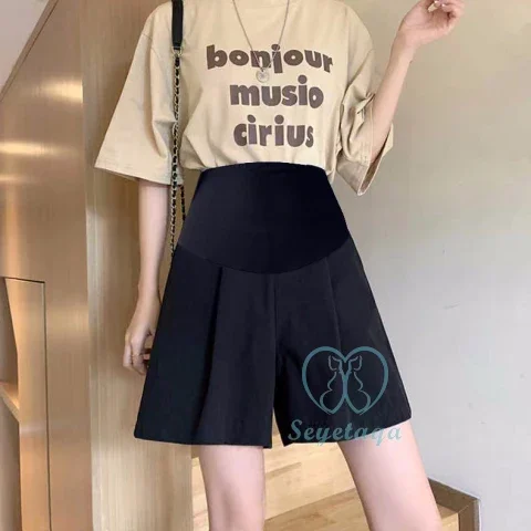 Wide Leg Loose Maternity Shorts 2024 Summer Casual Plus Size Elastic Waist belly Clothes for Pregnant Women Pregnancy Half Pants