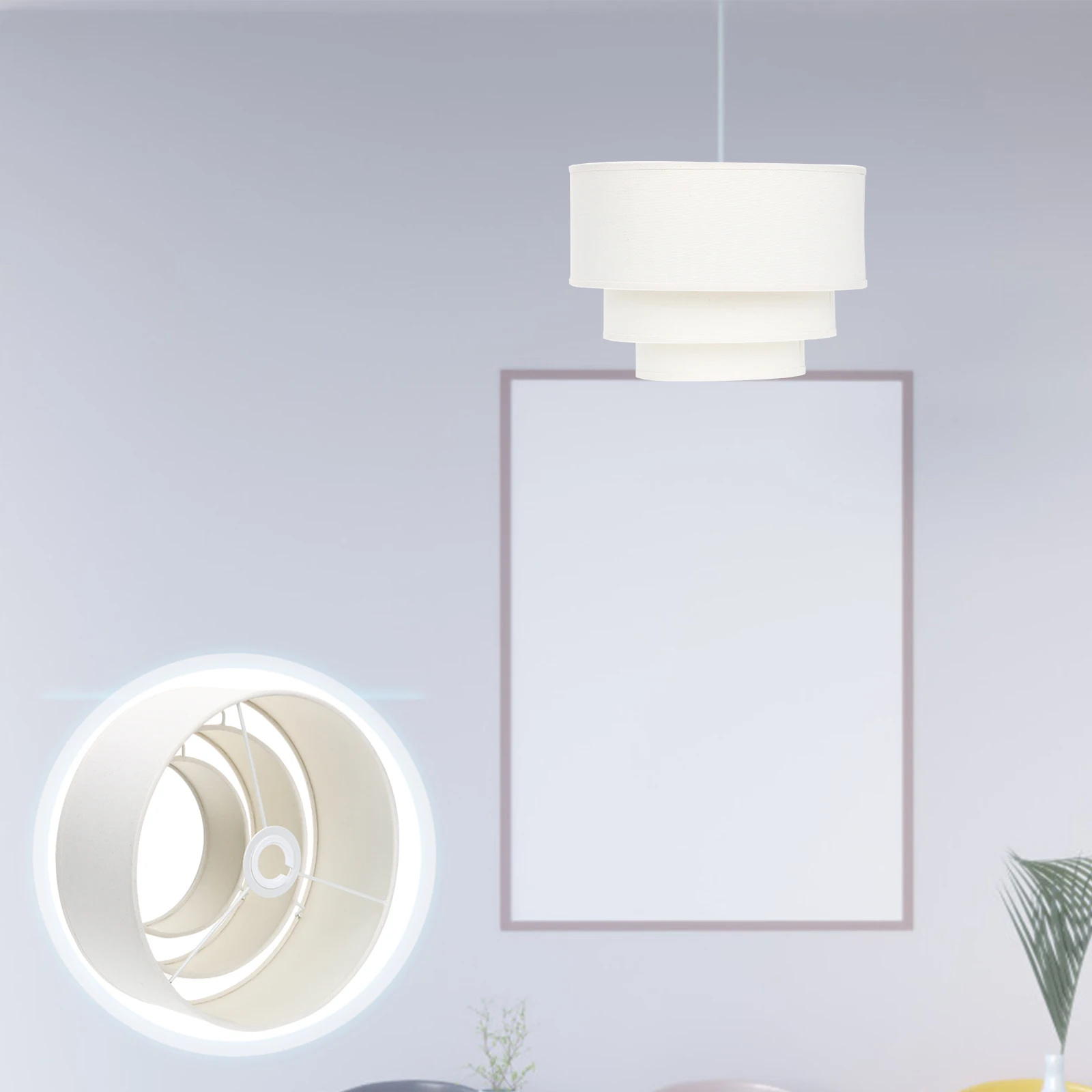 

3 Tier Drum Fabric Lampshade E27 E14 Floor Lamp Cover Decorative Light Soften Eyes Comfortable Home Hotel Bar Library Wear