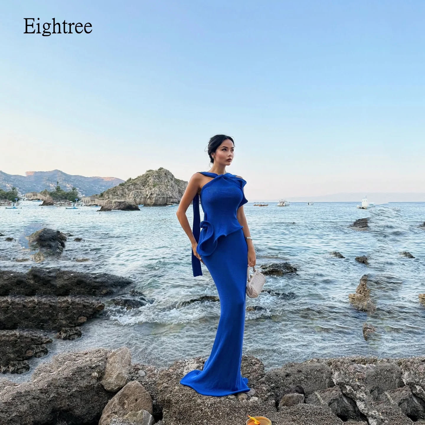 

Eightree Royal Blue Halter Mermaid Prom Gowns Backless Evening Dress Floor Length Curve-hugging Party Dresses 2025 Customized