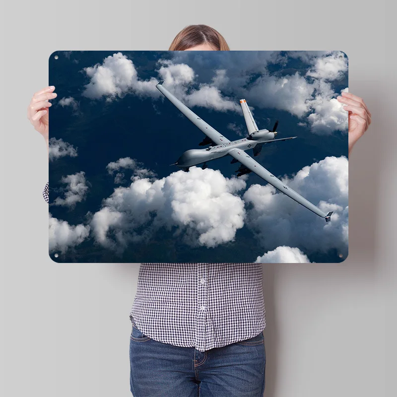 MQ9 Reaper Poster Retro 3D Printed Metal Signs Customized Wall Hanging Gift for Luxury Decoration Home Decor Items Wand Deko