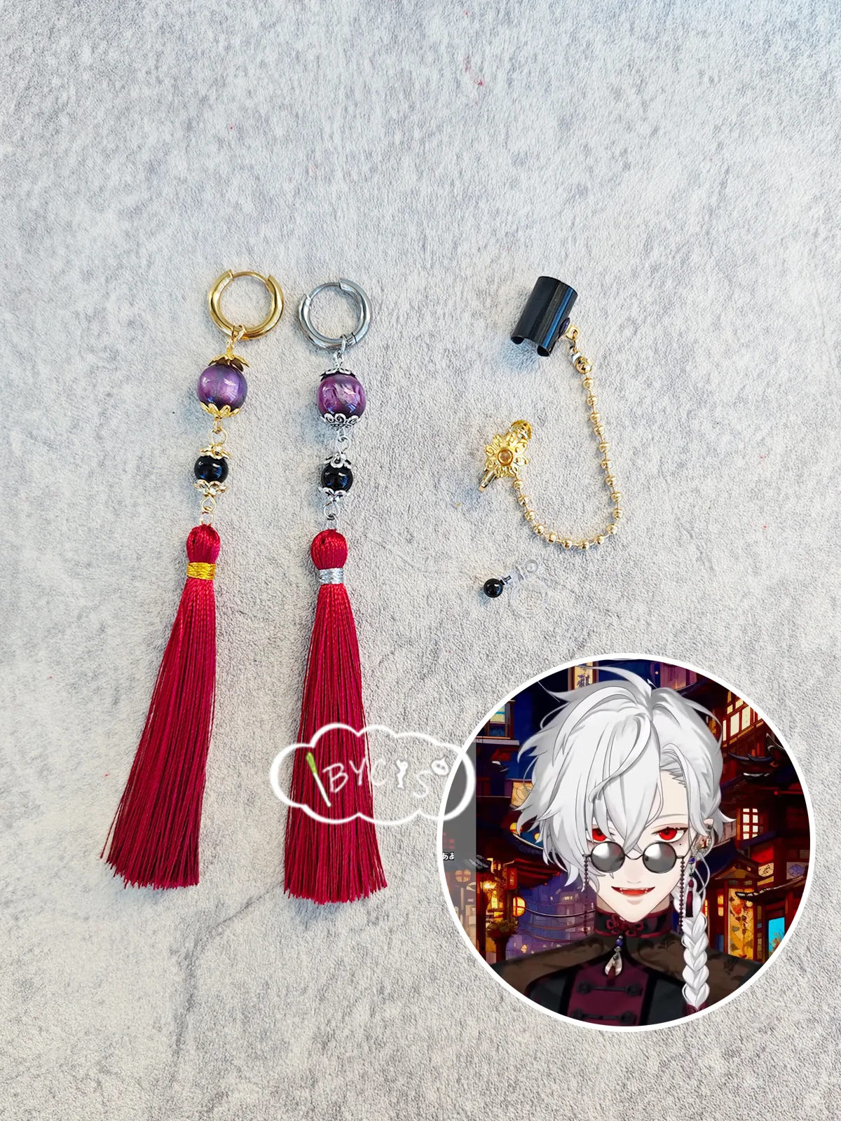 NIJISANJI YouTuber Kuzuha Cosplay Ear Clip Ear Pins Cos Earrings Eyeglasses Costume Anime Prop Jewelry Accessories