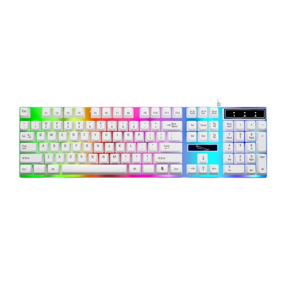 

Glowing Computer Keyboard Creative Backlight Keyboard Practical USB Keyboard Computer Accessory (White)
