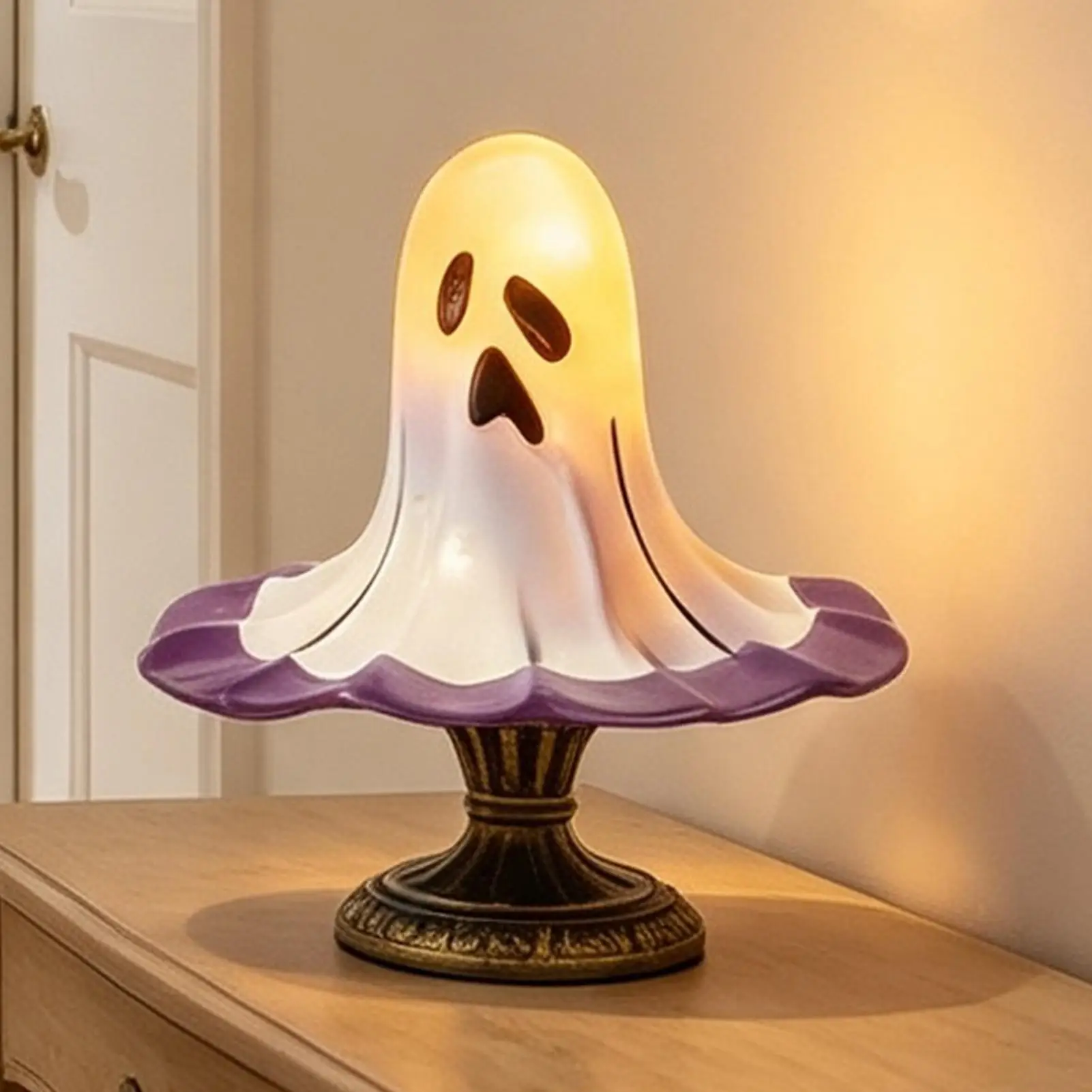 Ghost Hat Lamp Gothic Vintage Resin USB Lights Ornament Gothic Ghost Night Lights for Home Bedroom Bookshelf Mantels Living Room