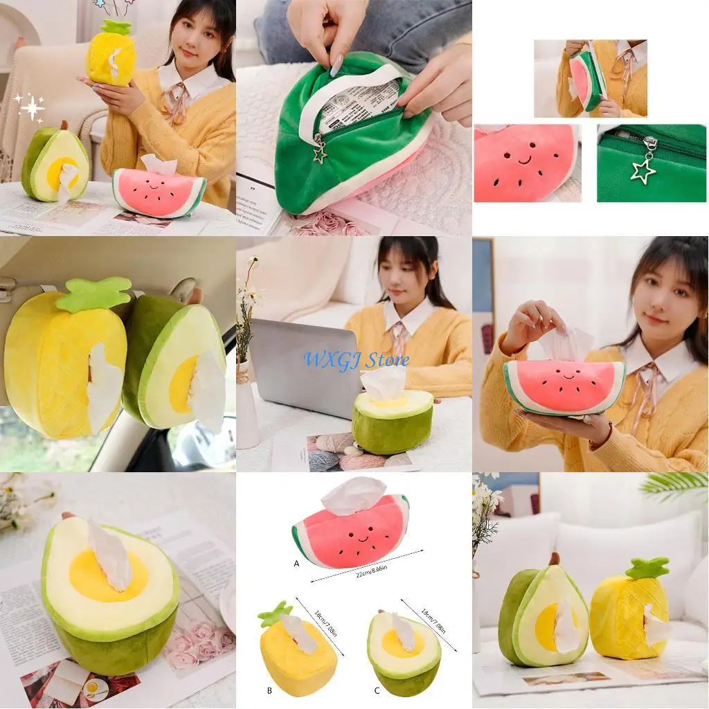 

37JE Vehicle Plush Tissue Holder Car Armrest Box Storage Napkin for Seat Back Bracket