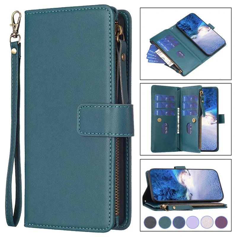 Double Layer Zipper Wallet Leather Case For Samsung Galaxy A55 A35 A15 4G A25 5G SM-A155F A156B A556B A356B Cover Flip Coverings