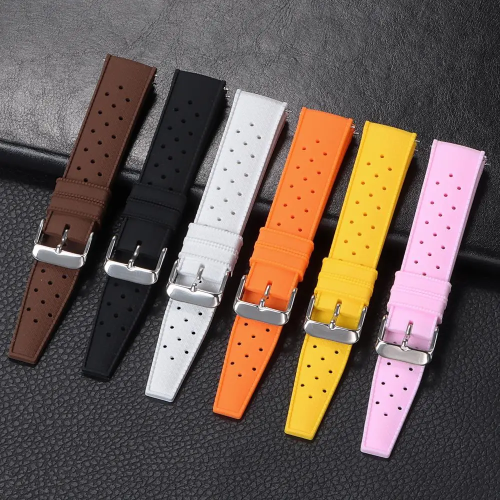18mm 20mm 22mm Tropical Silicone Watch Band Quick Release Strap for Oris for Seiko for Citizen Rubber Tropic Smart Watch Straps view 2