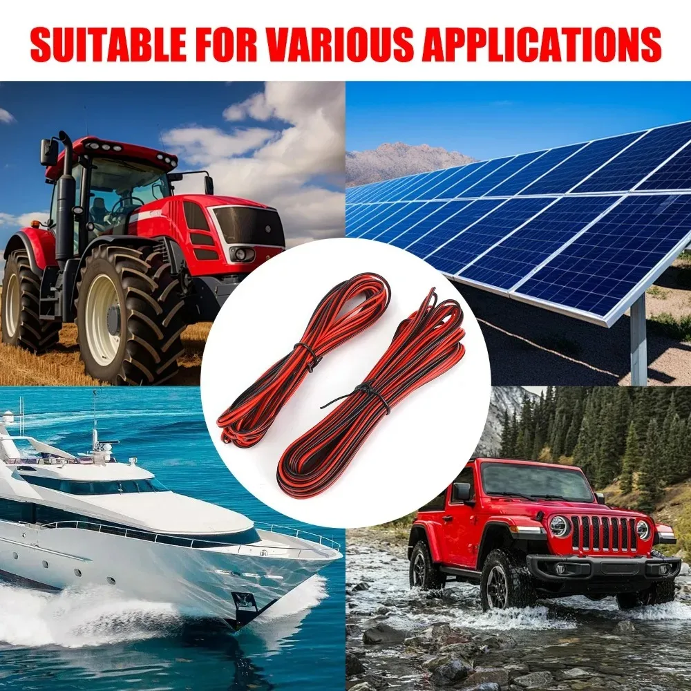 Rallonge universelle 2P 5/10/20M, fil isolé en cuivre étamé PVC, câblage électrique, câble de connexion résistant aux hautes tensions