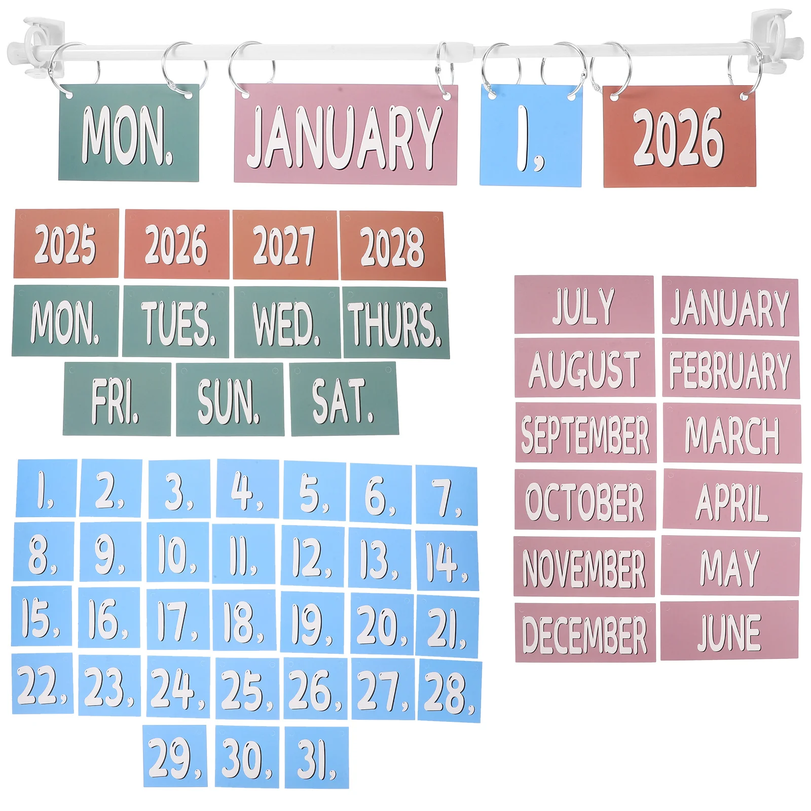 

1Set Classroom Flip Calendar Bulletin Board Set Boho Vintage Design Teaching Time Concepts Preschool Homeschool Longterm Use