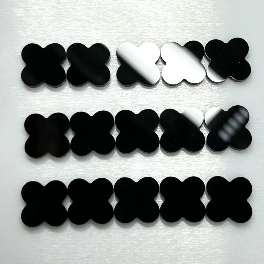 

8mm-18mm Black Onyx Agate Four Leaf Clover Natural Stones For Jewelry