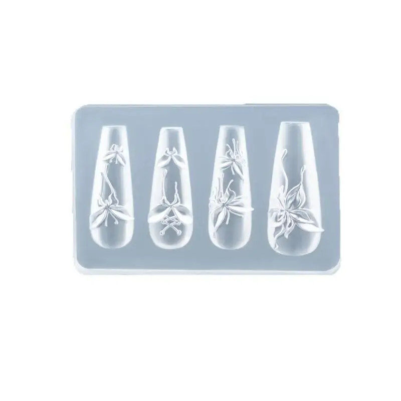 1 Stück Schmetterlingsmuster Nagelkunst-Form, 3D-Schnitzerei, gebogene, hochtransparente Silikon-Schablonen, Nagelkunst-DIY-Zubehör – Detail 4