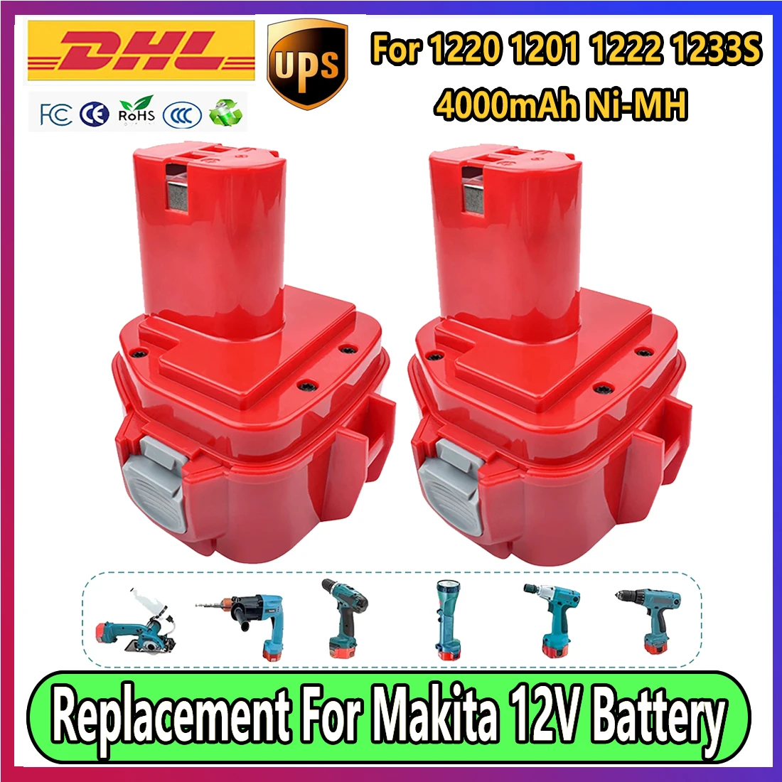 Powtree 4000 mAh Battery For Makita 12V NiMH Rechargeable Drill PA12 1220 1222 1233 1234 1235 Power Tool Batter