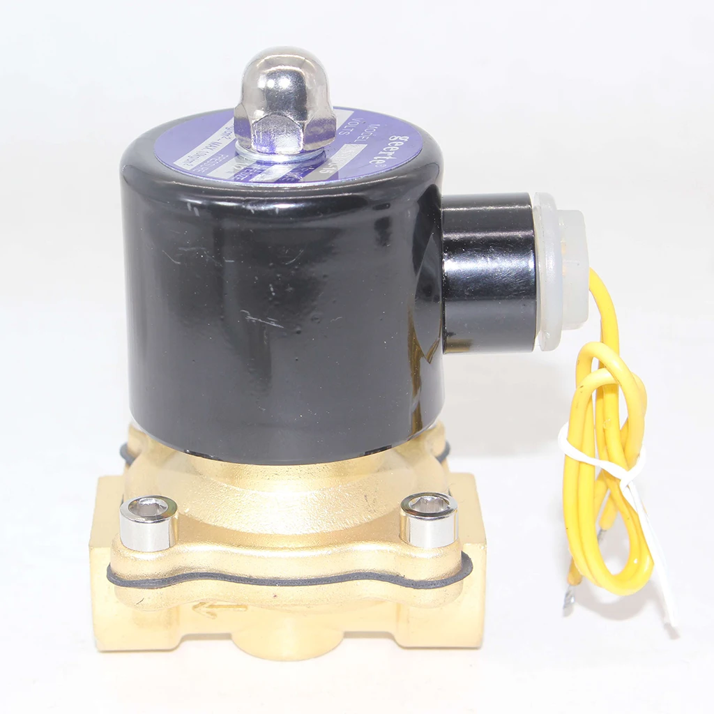 Válvula solenoide eléctrica de latón, 1/2 o 1/4 pulgadas, agua, aire, combustible, NC, normalmente cerrada