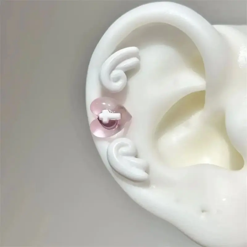 1 قطعة أجنحة الملاك الحلو الفولاذ المقاوم للصدأ الأذن العظام مسمار لطيف Cochlea ثقب الجسم مجوهرات الحب القلب الصليب أقراط