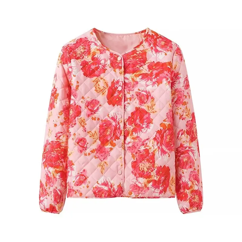 2024 autumn new women\'s clothing European and American style fashionable simple and versatile printed cotton jacket