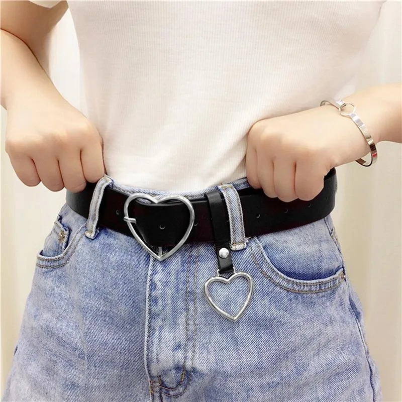 1pc New Sweetheart Buckle with Adjustable Ladies Heart-shaped Thin Belt High Quality Punk Fashion Belts