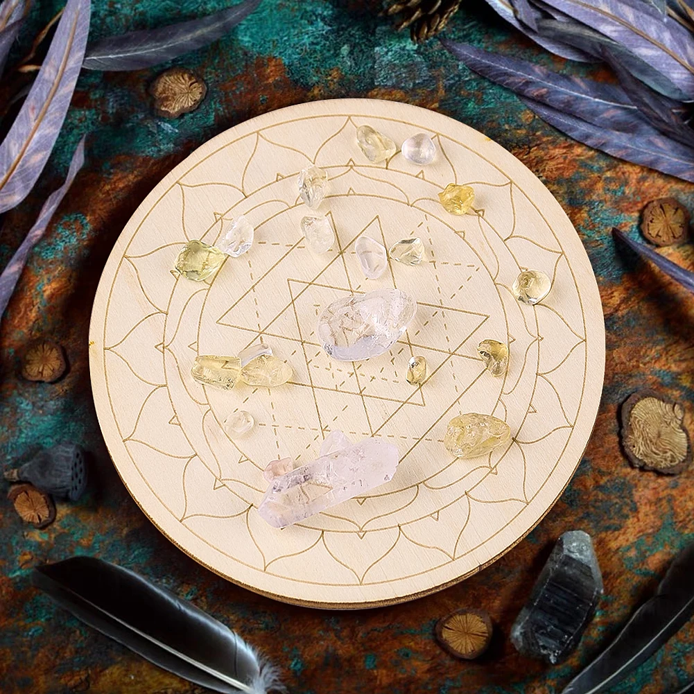 

10 см хрустальная деревянная тарелка с лазерной гравировкой, доски с геометрическим краем лотоса, офисные нескользящие подставки, коврик для посуды «сделай сам», украшения для дома