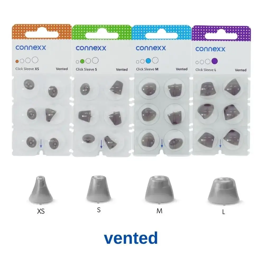 6-Pack Connexx Click Sleeve Ear Domes for Signia/Rexton CIC/ITC/RIC – Soft Silicone, Secure Fit