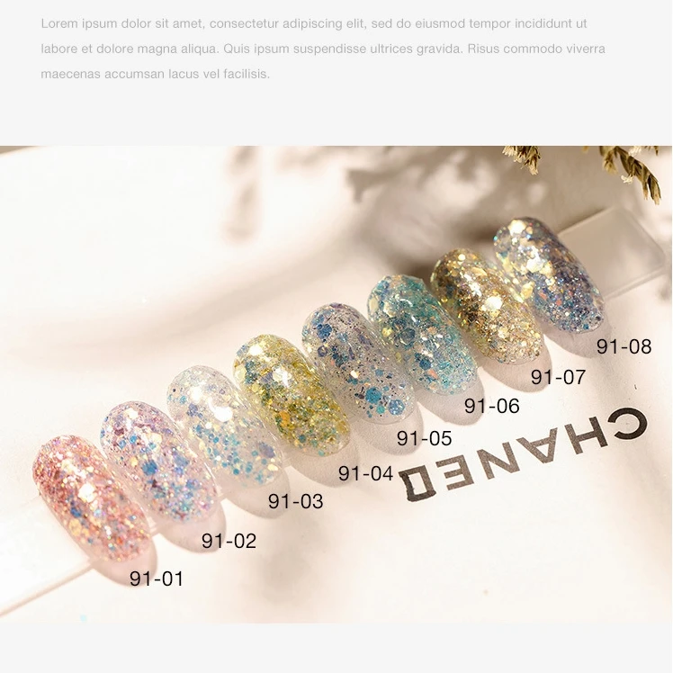 8 ألوان مسمار الفن بريق الترتر مسحوق الصباغ مسمار الفن الديكور لامعة أوبال رقائق أورورا الثلاثية الأبعاد مسحوق