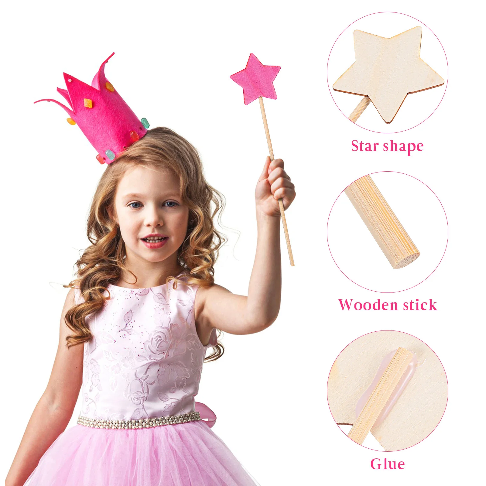 10 stücke Sterne Diy Unlackiert Stern Form Fee Zauberstäbe Für Kinder Kinder Party Zubehör Handwerk Rolle Spielen