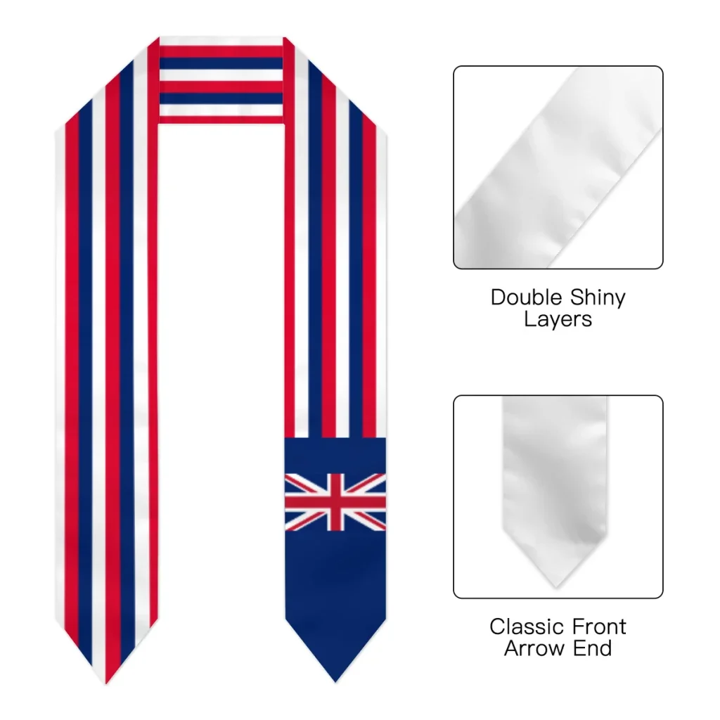 Graduation Sash United Kingdom GB Flag scarf Shawl Stole Sapphire Blue with Stripe Bachelor Gown Accessory Ribbon 180*14cm