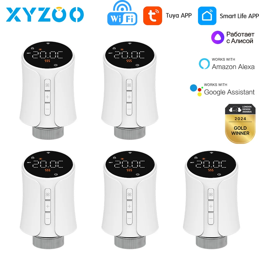 Tuya WiFi Smart Thermostat Radiator Actuator TRV Thermostatic Valve Head Temperature Controller Alexa Google Home Voice Control