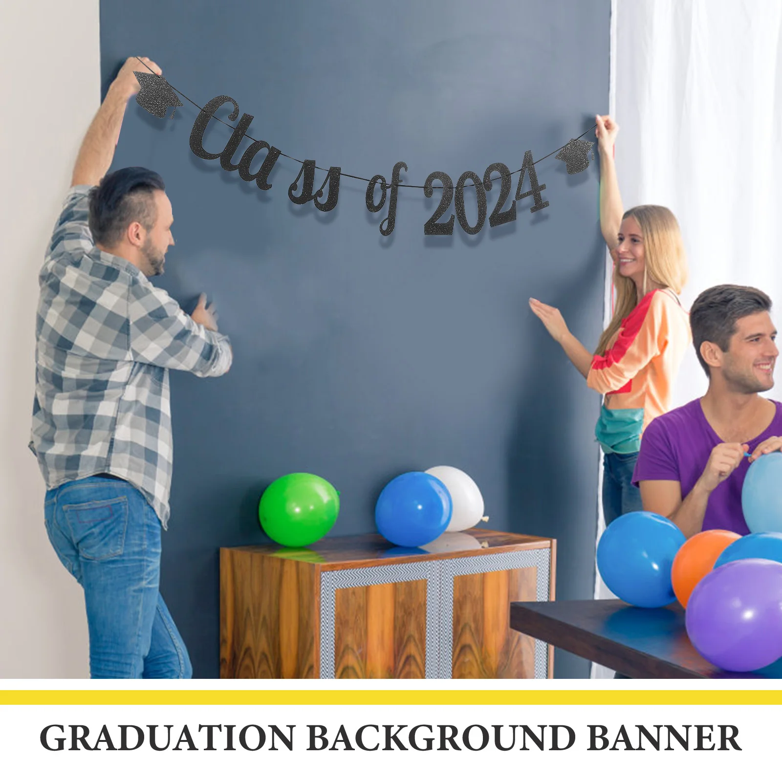 

1Set Graduation Party Banner 2024 Class of 2024 Graduation Decoration Hanging Backdrop Banner Celebration Photo Prop