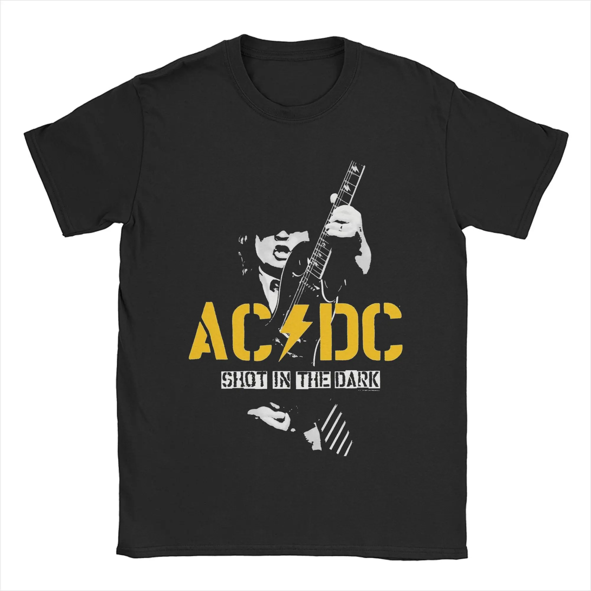 Men T-Shirt AC Heavy Metal Rock Music Band  Vintage Cotton Tees Short Sleeve DC T Shirt Crewneck Tops Summer