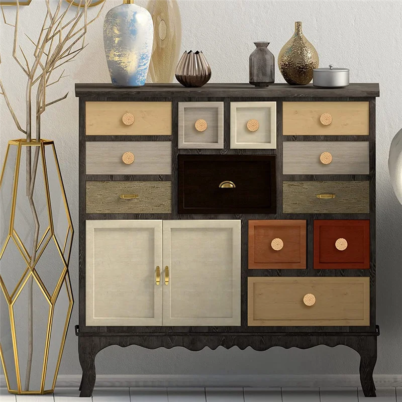 AS96-10PCS Gagang Kayu Beech Rotan untuk Laci, Pegangan Furnitur, Gagang Pintu Lemari Dapur, Tarikan Lemari