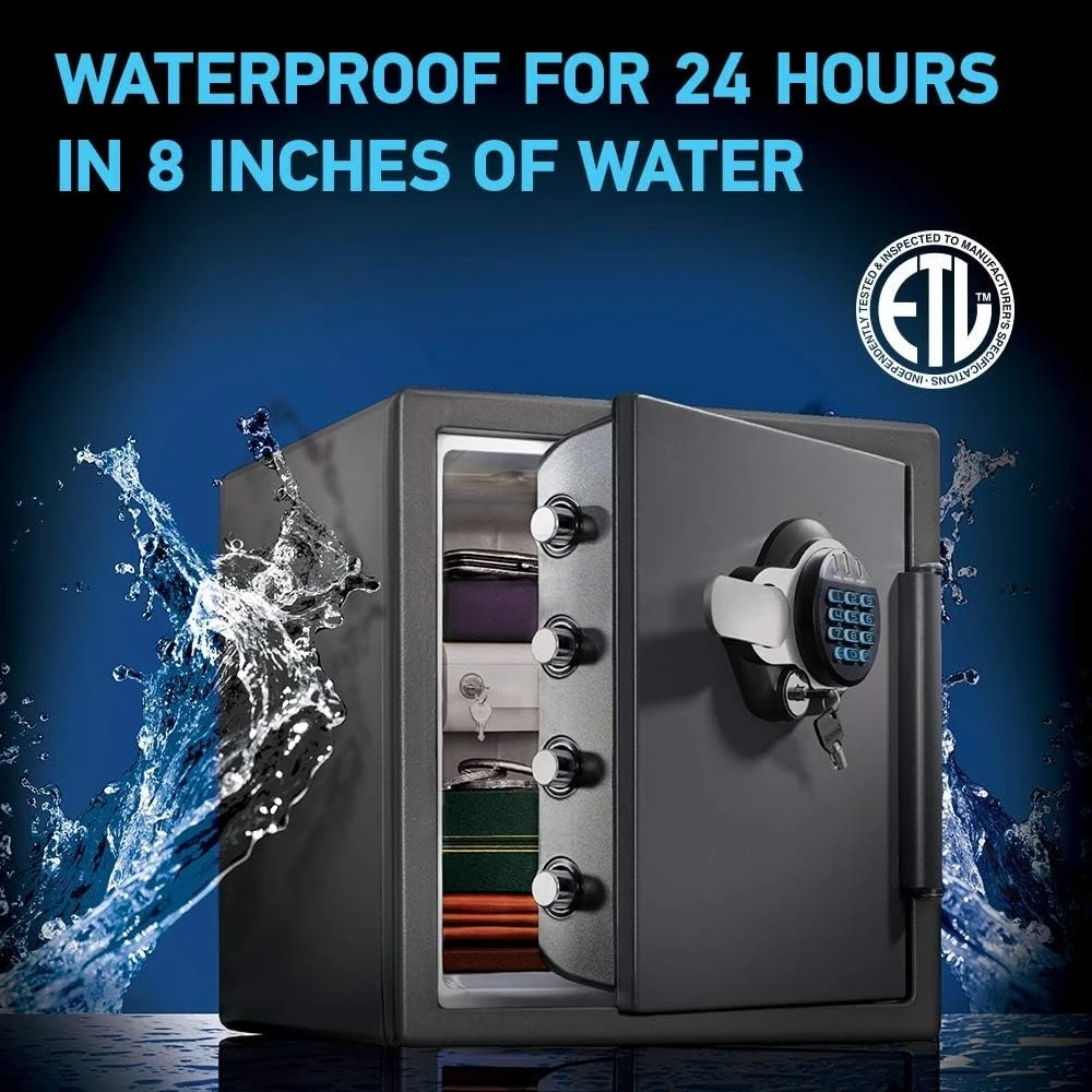 Waterproof Fireproof Alloy Steel Digital Safe Box with Keypad Code    1.23 Cubic Feet Home Security Safe