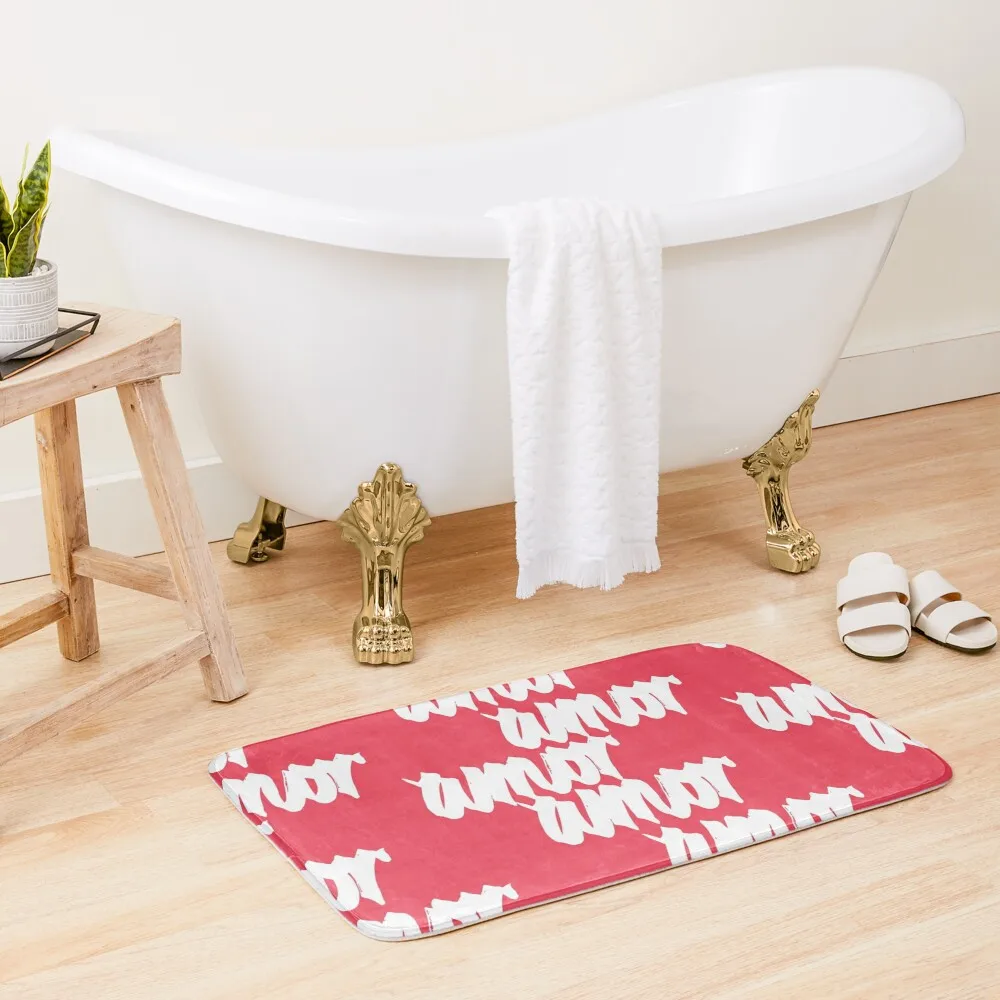 

Amor (Love) Modern Red Graphic Typography Bath Mat Bathtub Carpet DoorFor Entrance Door Carpet Bathroom Mat