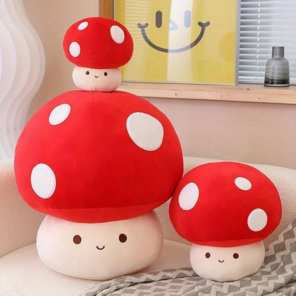 Cute Mushroom Plush Kawaii Mushroom Stuffed Animal Pillow Gifts for Kids Small Stuffed Mushroom Home Decor