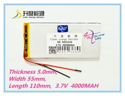 3.7 V lithium polymer battery 4000 mah large-capacity PDA tablet PC MID 5055110