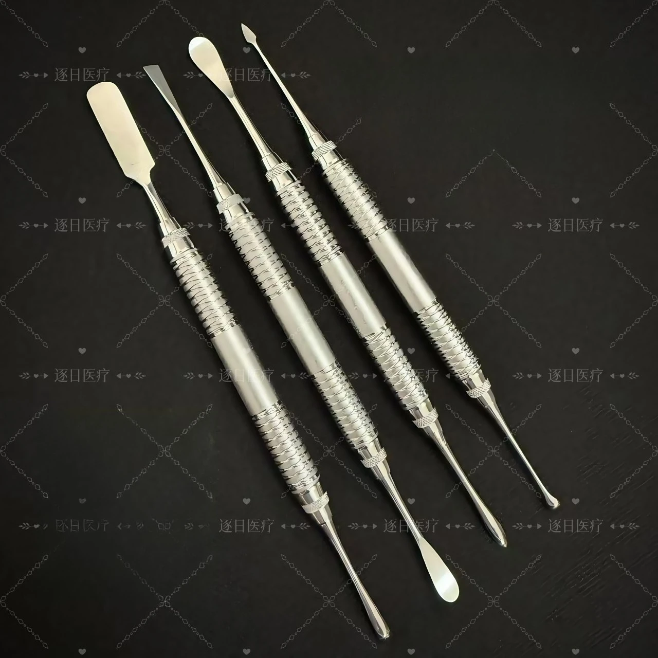 Dental Instruments: Periosteal Elevator, Bone Chisel, Non-stick Instrument, Filling Instrument, Curette, and Serrated Curette