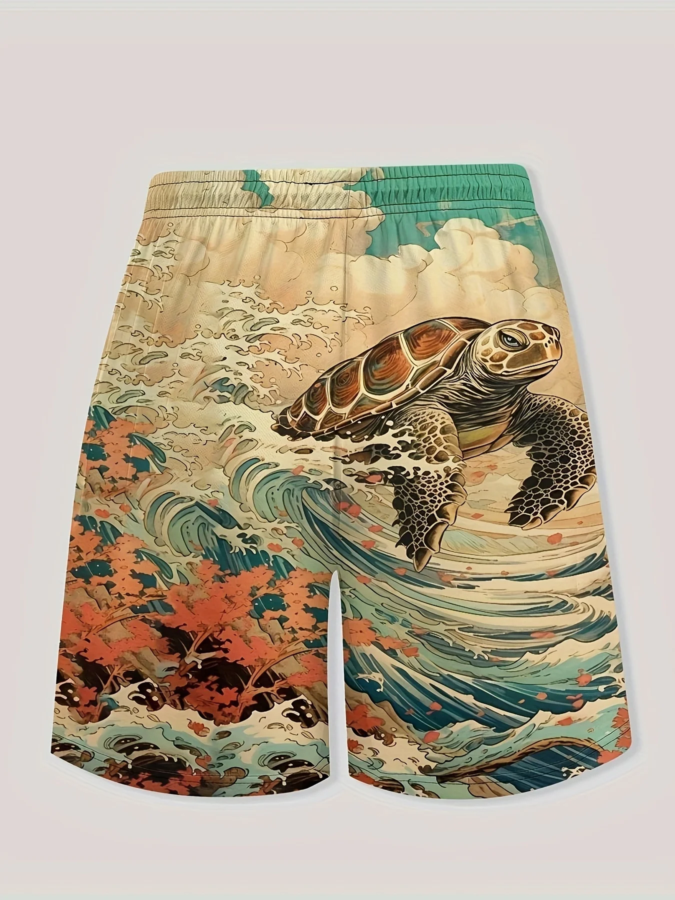 Drawstring Quick Dry Shorts Turtle Pattern 3D Printed Men's Loose Beach Shorts Sportswear Lightweight Shorts Suitable for Summer