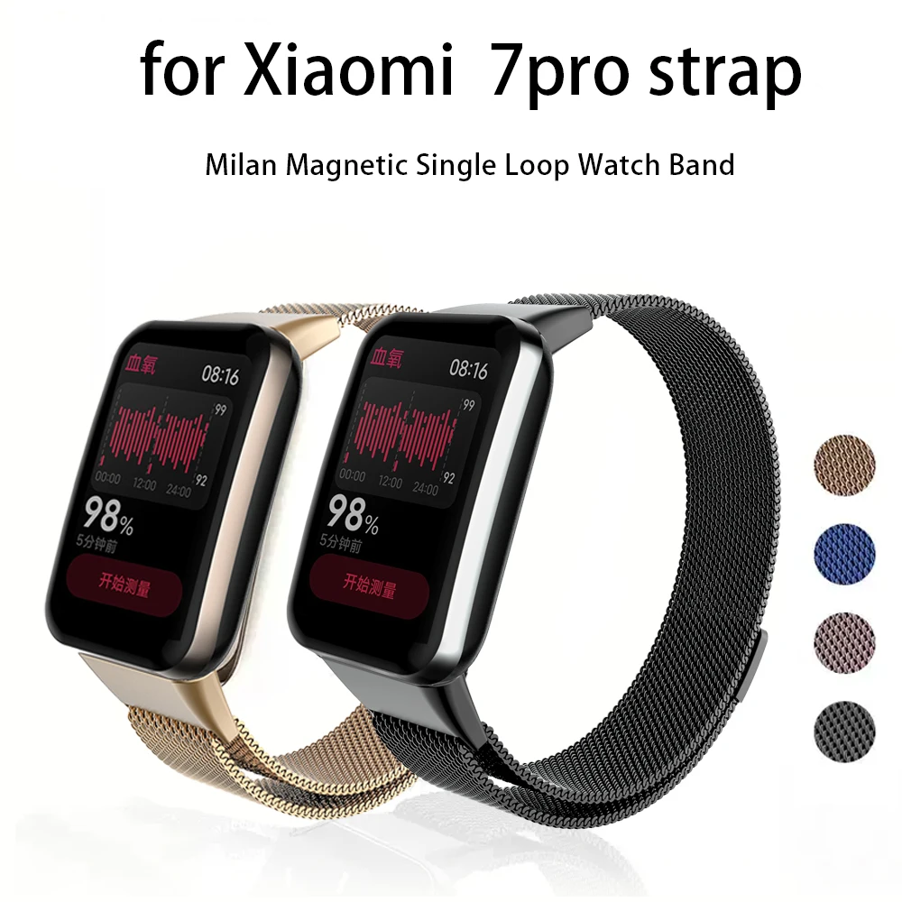 Milan Loop Strap for Xiaomi Band 7Pro Magnetic Metal Steel Sports Wristbands SmartWatch Replacement Bracelet For MI Band 7 PRO