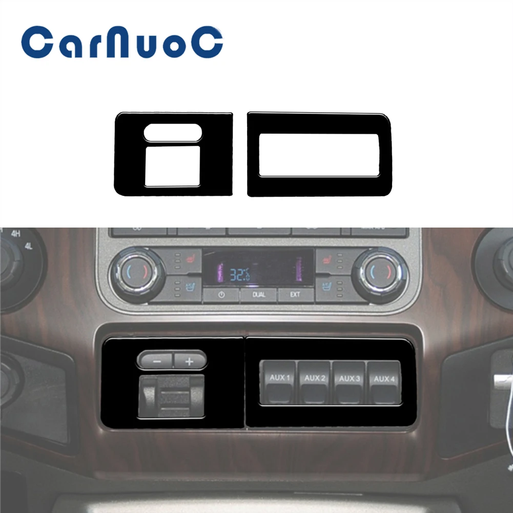 For Ford F-250/350/450/550 2011-2016 AUX Port Panel Cover Trim Car Piano Black Stickers Interior Moulding Decorative Accessories