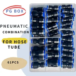 Boxed 61PCs PG 4mm 6mm 8mm 10mm 12mm Pneumatic Fitting PG8-6 PG10-8 PG6-4 PG8-4 PG10-6 PG12-6 PG12-8 Air Pipe Connectors