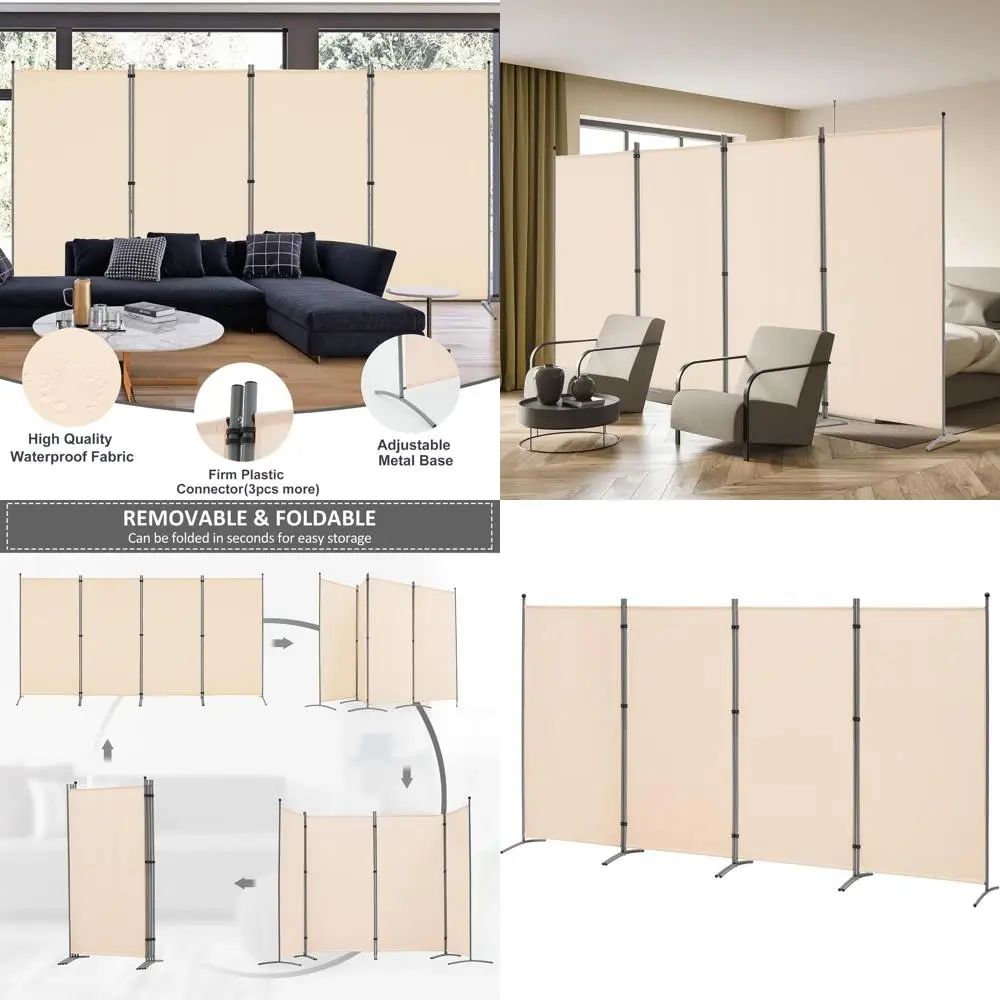 

Portable Fabric Partition Wall Divider, 136 W x 72 H, Beige for Home, Office, Restaurant Privacy