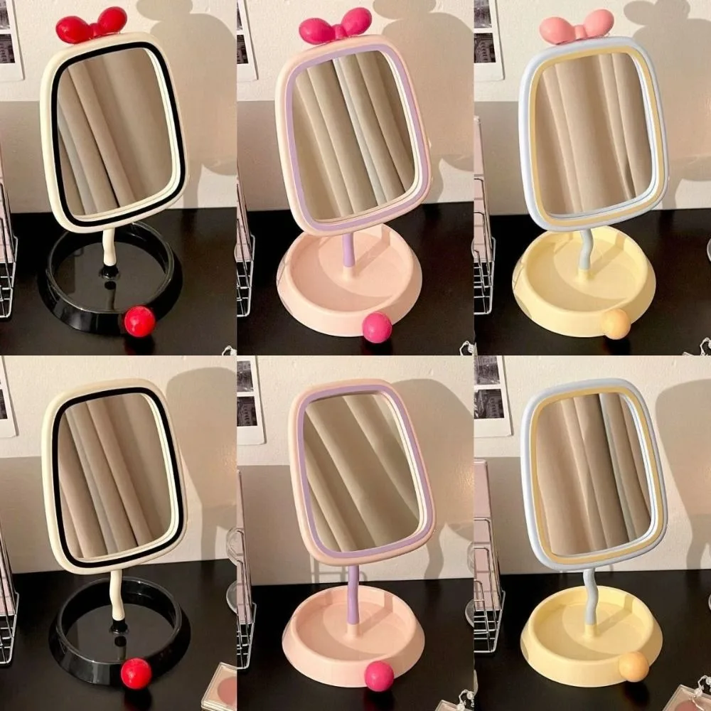 360 °   Miroir de maquillage à nœud rotatif, lumière de luxe, haute définition, boule ronde, support de bureau Simple, dessus de table