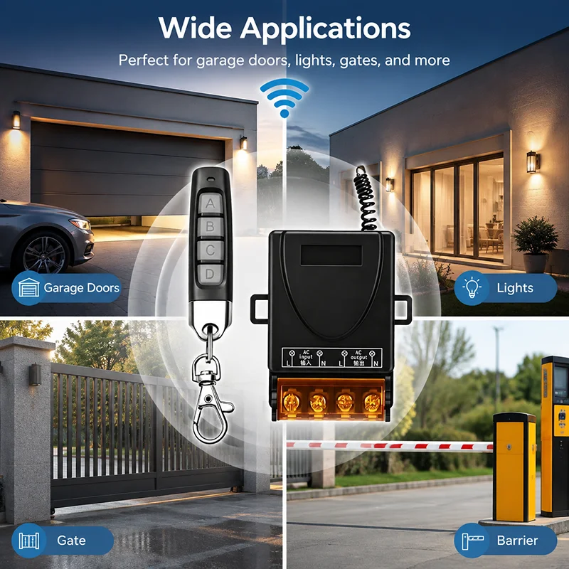 433MHz Automatic Garage Door Remote Control Cloner, Duplicates Opener Transmitter Signals with Copy Key