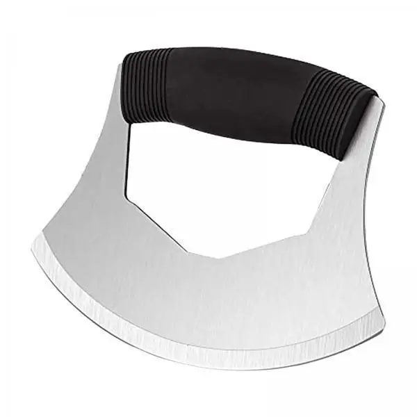 Stainless Steel Hand Pressure Pizza Cutter Rocker Salad Knife Onion Chopper for Cheese Pastry Cutting