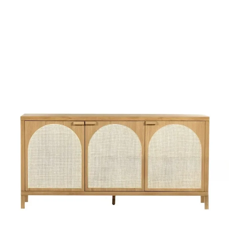 

Nordic simple solid wood rattan dining side cabinet, villa foyer entry porch cabinet, model room, hotel storage