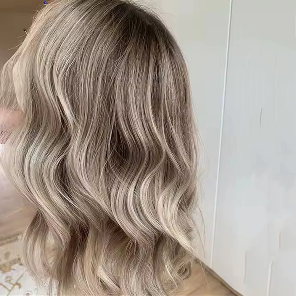 

Factory Wholesale Price HD Lace Front Synthetic Hair Wig for Women Transparent Lace Wigs Natural Look Hair Ash Balayage Blonde