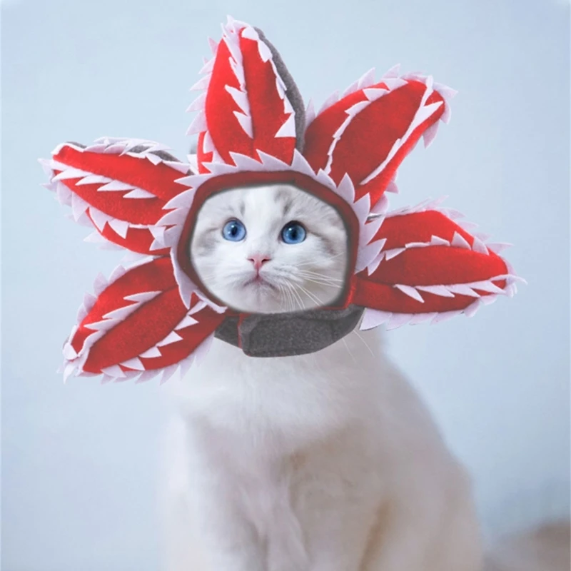 사랑스러운 고양이 꽃 모자 부드러운 조절 가능한 머리 장식 모자 Demogorgon 모자