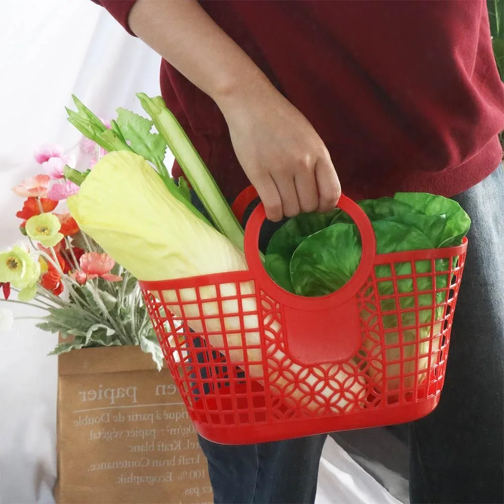 Plastic Durable Hollow Hanging Hand-Held Storage Basket Basket  Organizer Kitchen Bathroom Accessories