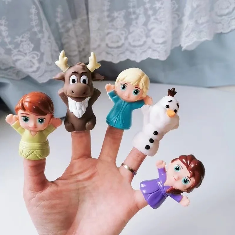 Disney 5Pcs/Set Frozen Model Doll Simulation Animal Set Soft Glue Baby Interactive Hand Puppet Finger Toy Christmas Gift