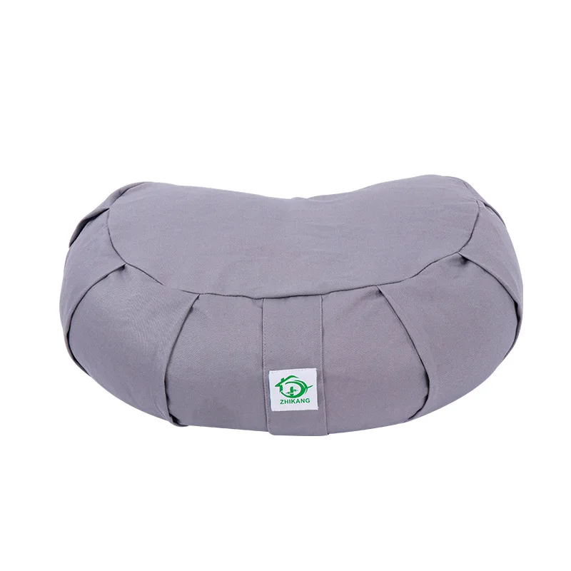 

New Crescent-Shaped Yoga Meditation Cushion - Cotton Cover with Buckwheat Hull Filling Multiple Colors