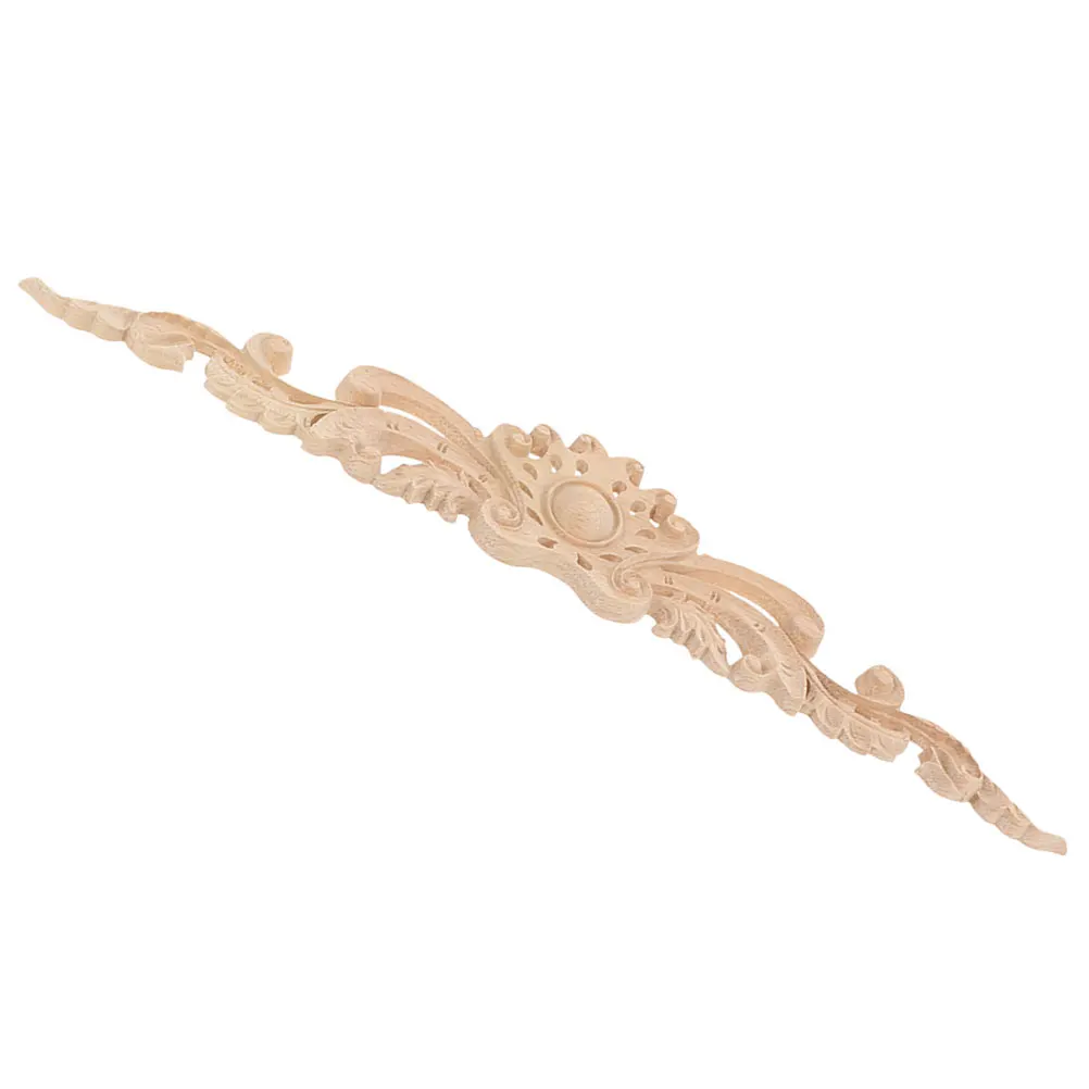 

Furniture Cabinet Wood Unpainted Decoration Onlays Appliques Wooden Flower Carved Ornaments Retro Style DIY Pieces